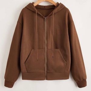 BROWN ZIP UP HOODIE